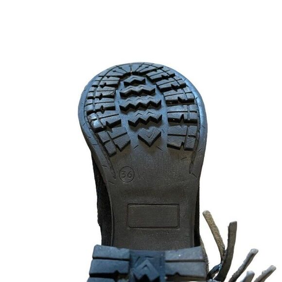 Bos & Co Black Suede Fringe Ankle Bootie Boots Western Block Heel Sz 36 - Picture 8 of 8